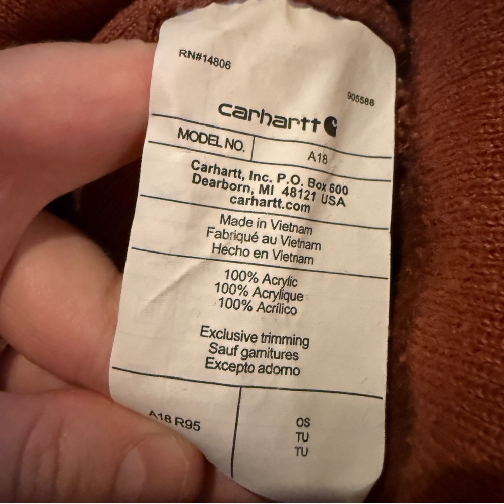 Carhartt Rust Brown Knit Beanie Hat Unisex Size‎ Winter Streetwear - Picture 4 of 4